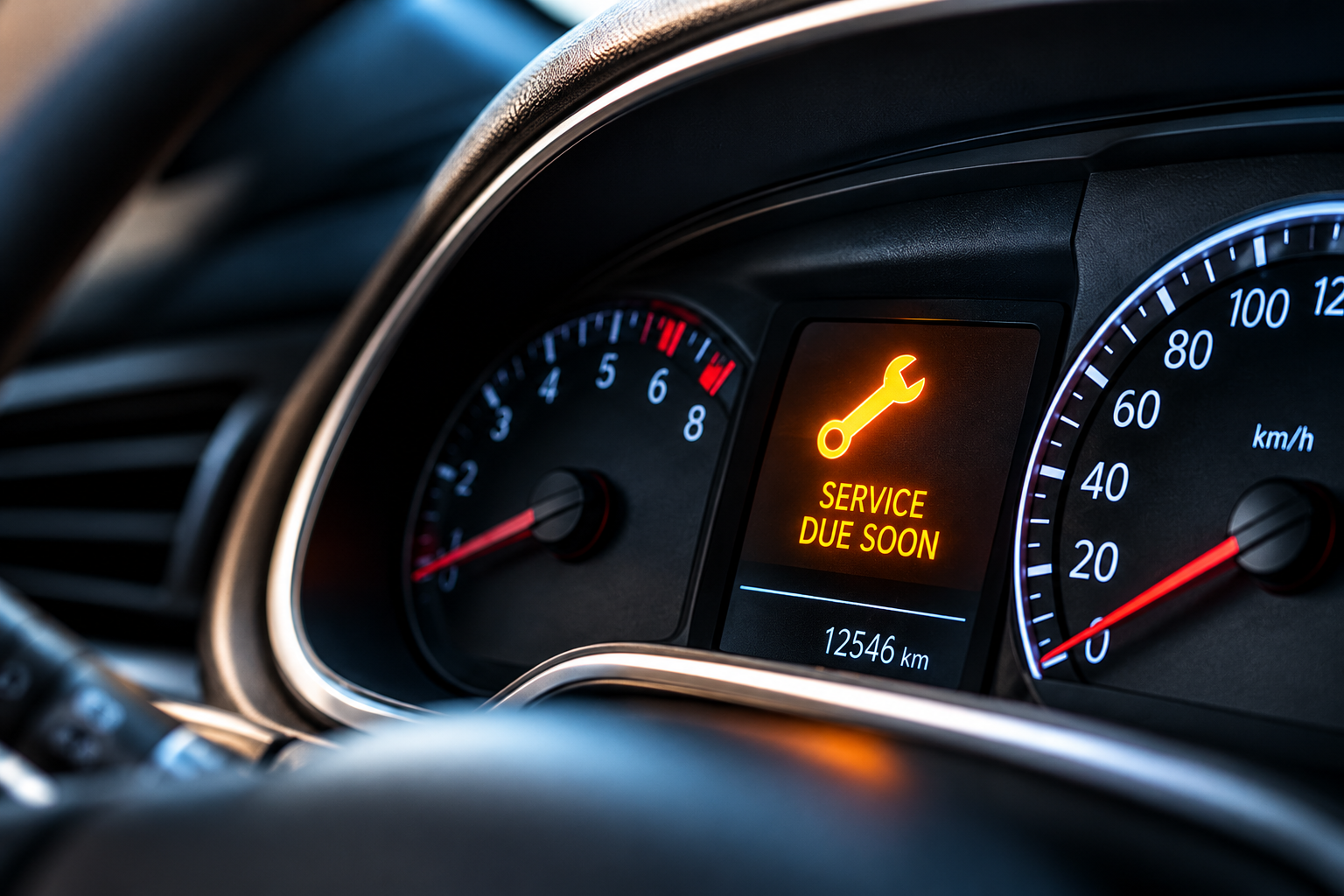 Vehicle Dashboard showing service due warning